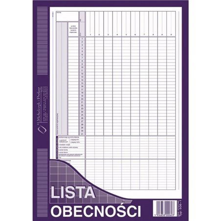 Lista obecności A4 (typ 506-1)