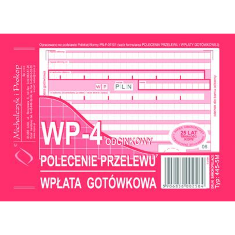 Polecenie przelewu wpłat.got.4 odc. (typ 445-5)