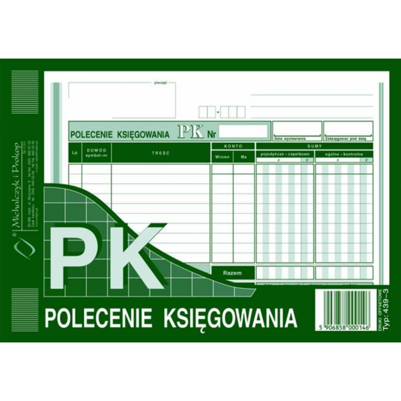 Polecenie księgowania A5 offset (typ 439-3)