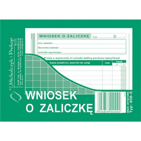 Wniosek o zaliczkę A6 (mp408-5)