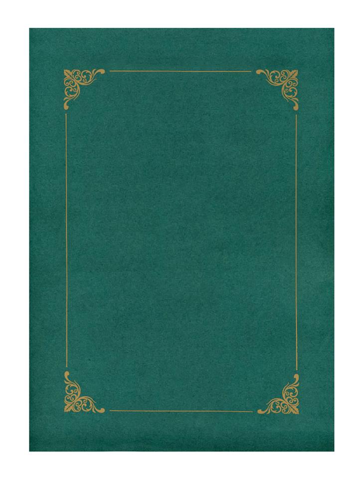 Teczka na dyplom zielona ze złotą ramką