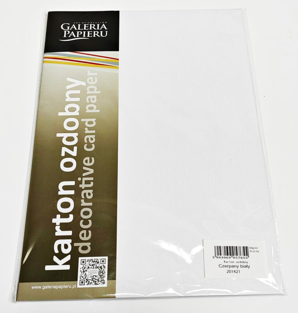 Karton ozdobny 180g czerpany biały